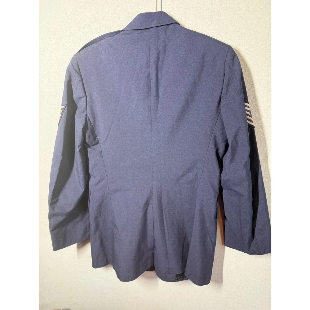 US Air Force Mens Wool Blend Military Uniform Jacket 37R Blue Service Dress Coat
